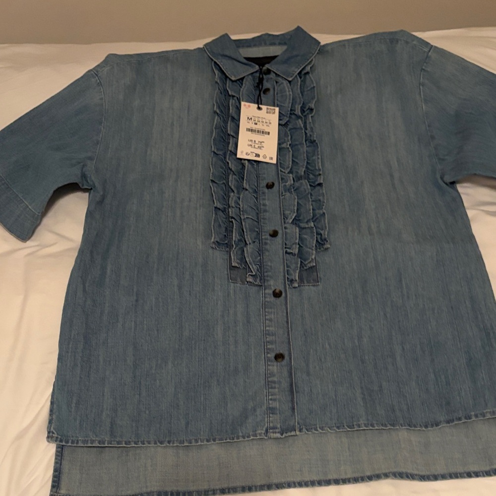 Zara Blue Denim Blouse